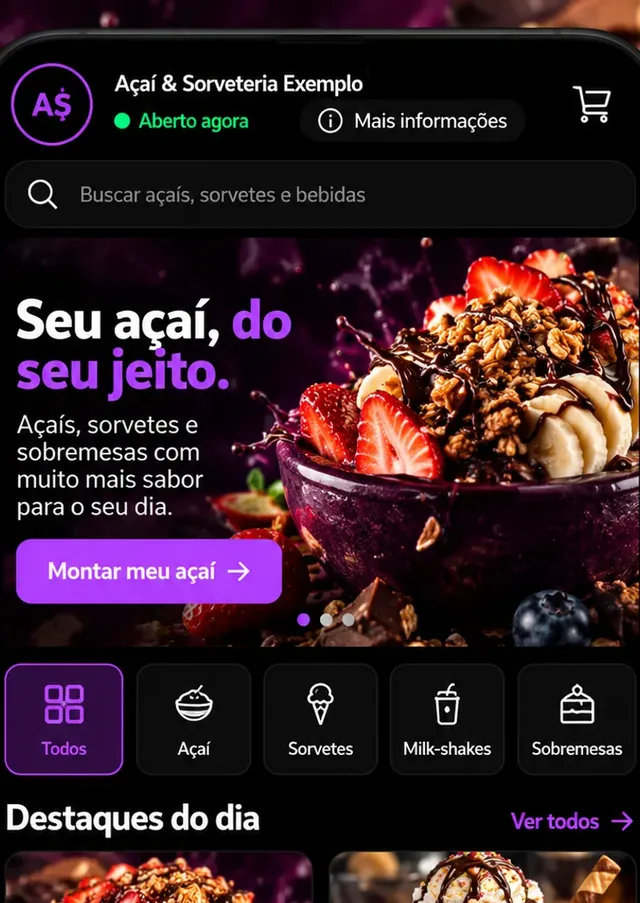 Prévia do modelo Açaí e Sorveteria