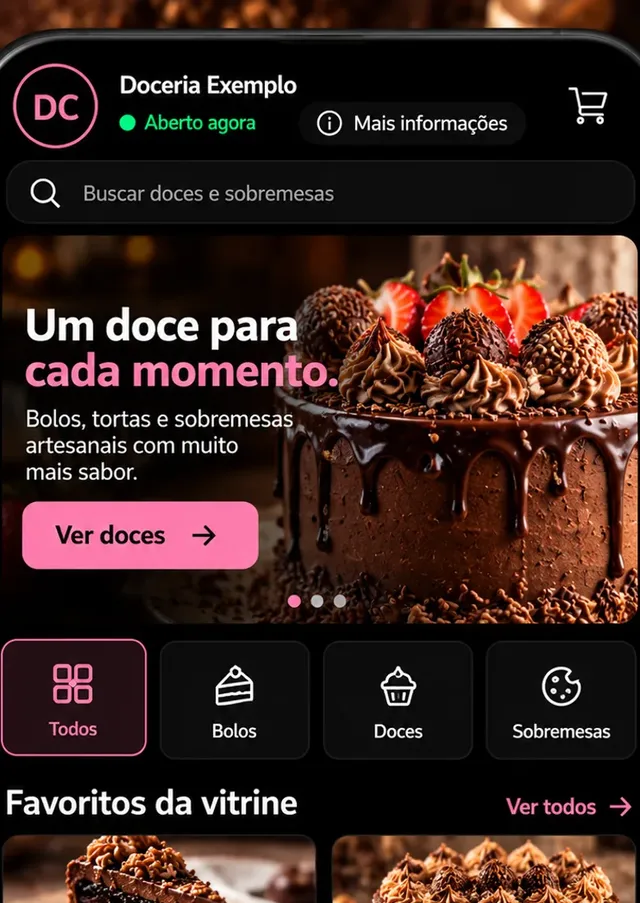 Prévia do modelo Doceria e Confeitaria