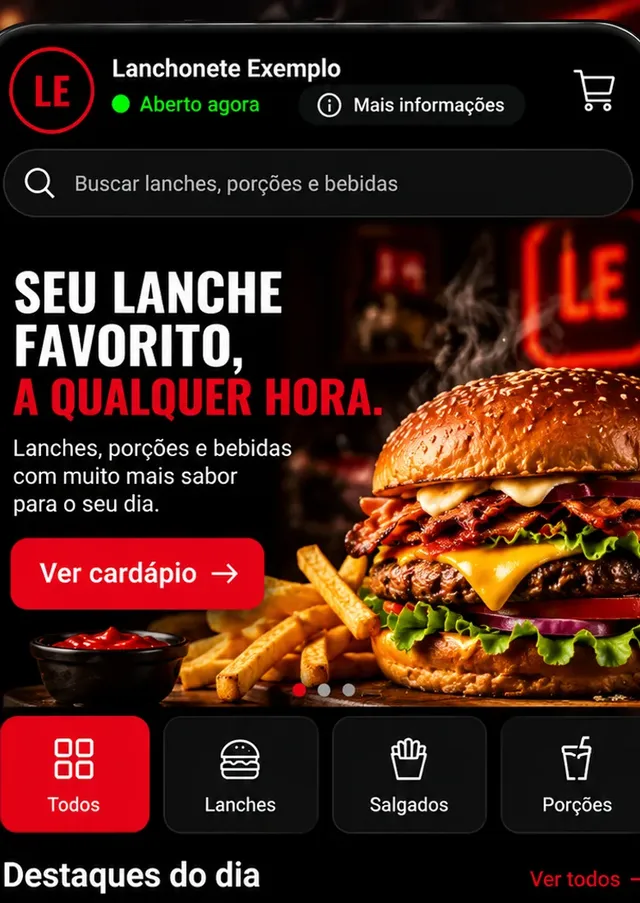 Prévia do modelo Lanchonete