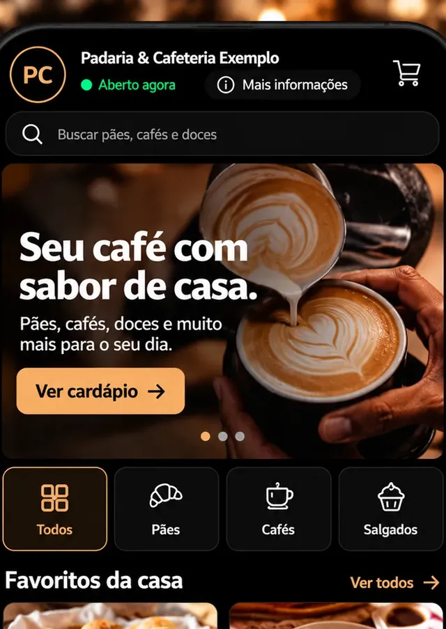 Prévia do modelo Padaria e Cafeteria